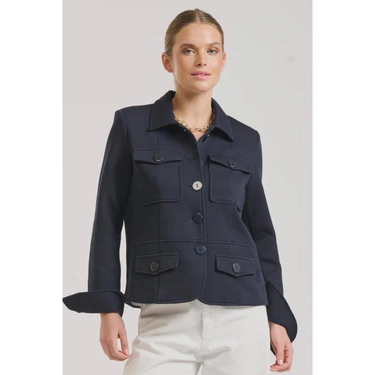 Shirty Hemming Scuba Jacket - Navy