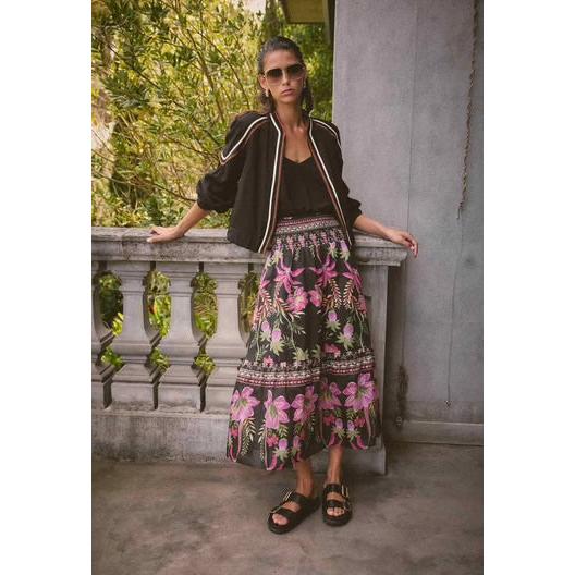 Once Was Cordelia Placement Print Silk Cotton Skirt