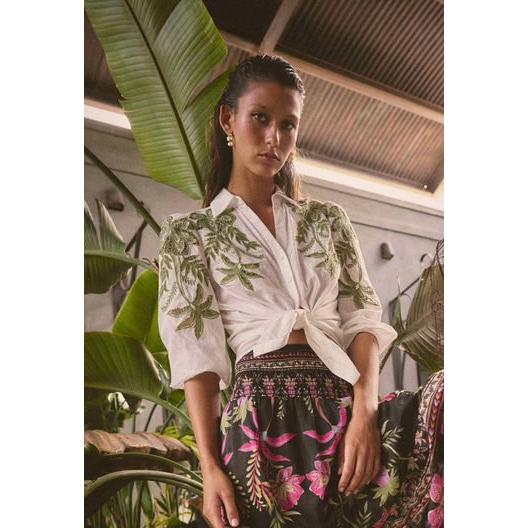 Once Was Callisto Placement Print Cotton Shirt - Ivory