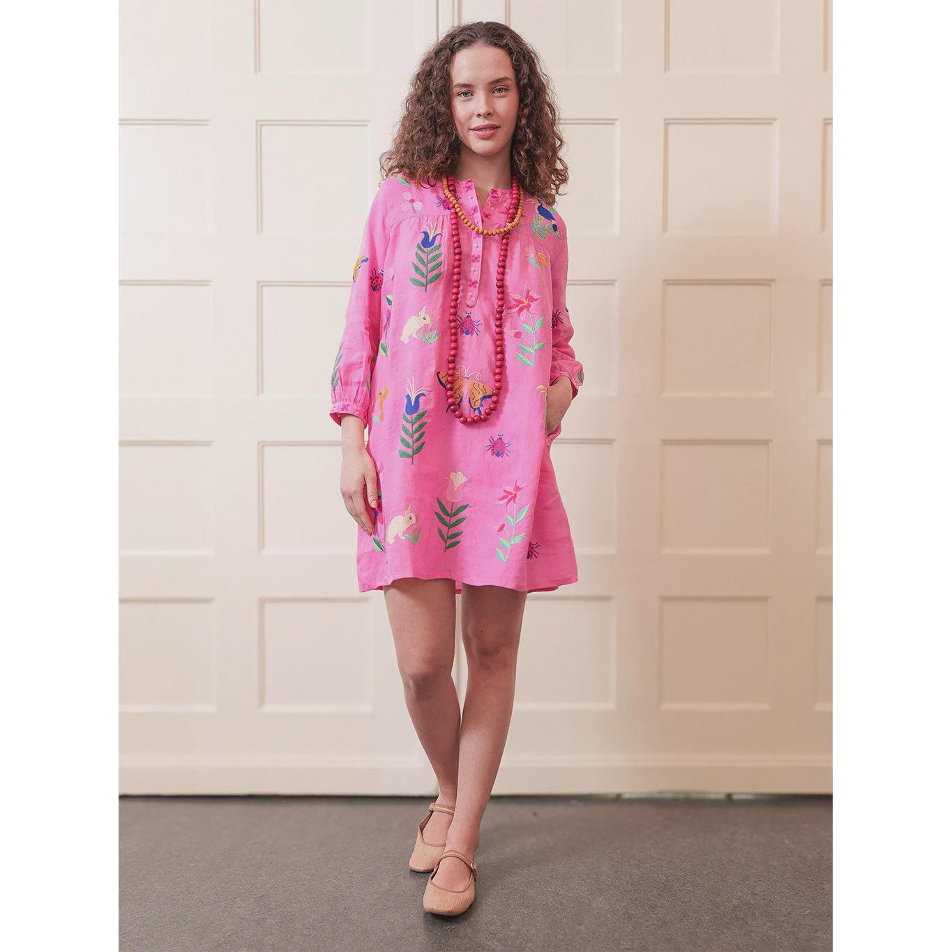 Nimo With Love Lily Dress - Pink Mexican Embroidery