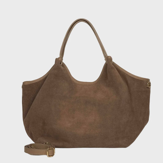 Mason Fanli Hector Large Suede Leather Bag - Taupe  Mason Fanli Pisces Boutique