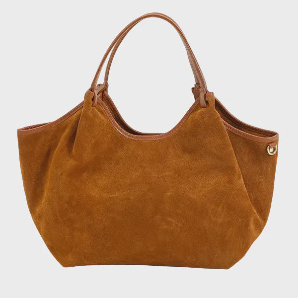 Mason Fanli Hector Large Suede Leather Bag - Camel  Mason Fanli Pisces Boutique
