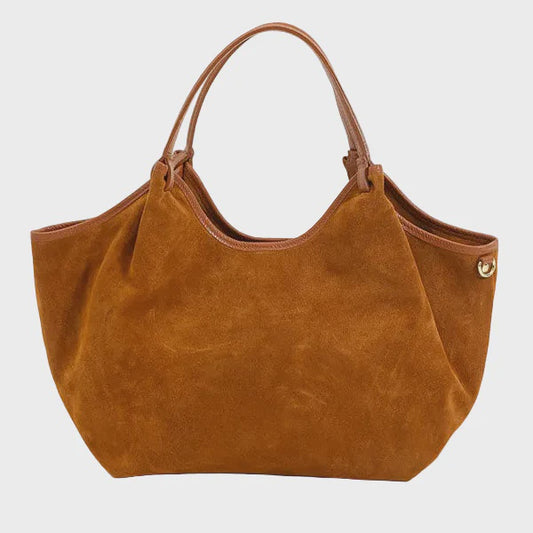 Mason Fanli Hector Large Suede Leather Bag - Camel  Mason Fanli Pisces Boutique