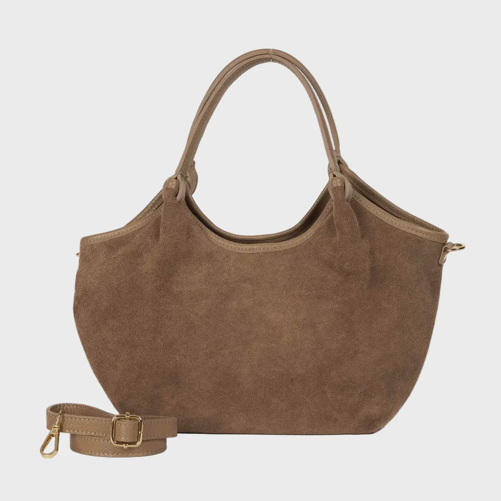 Mason Fanli Hector Small Suede Leather Bag - Taupe  Mason Fanli Pisces Boutique