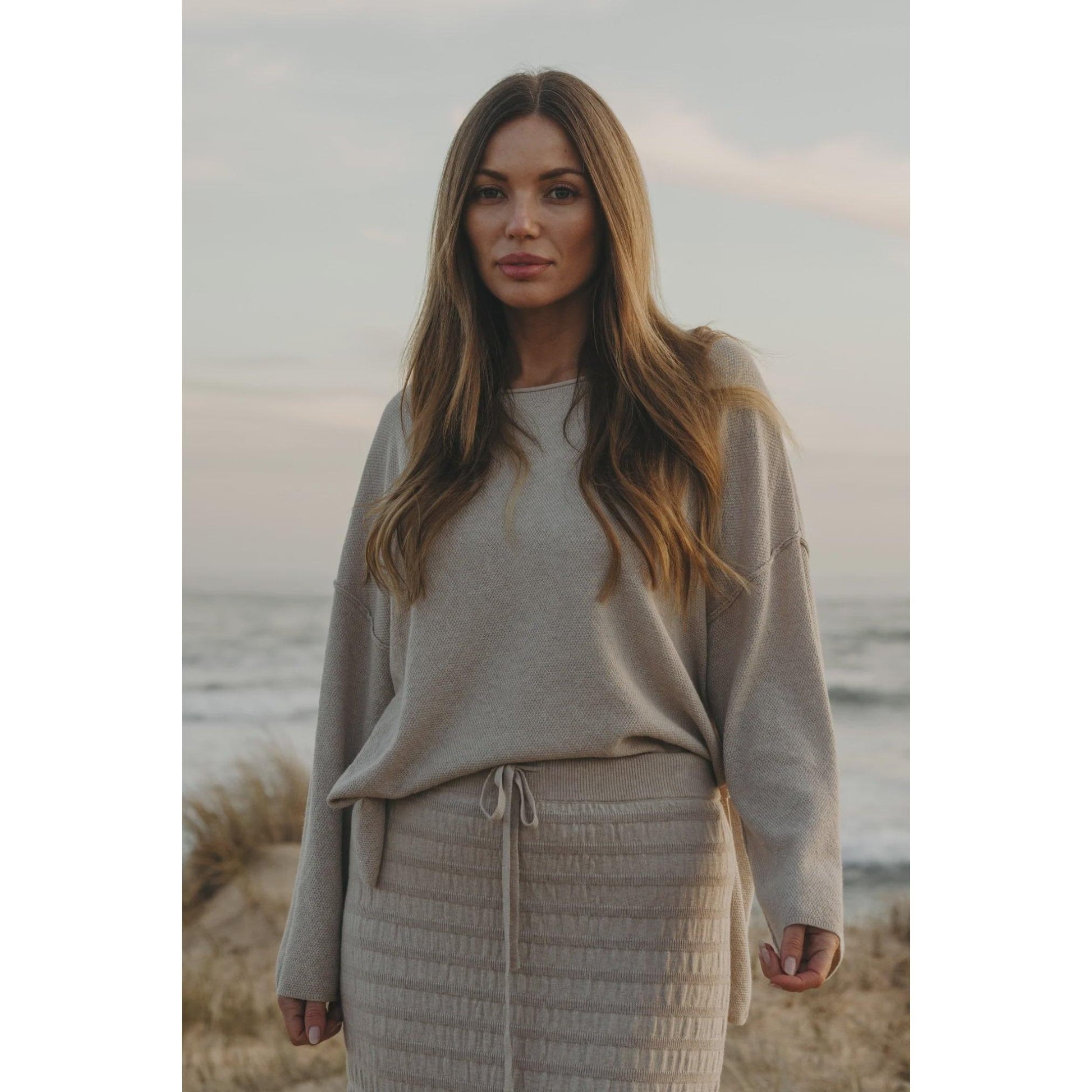 Talamaya Winter Retreat Merino Cotton Pullover - Wheat  Talamaya Pisces Boutique