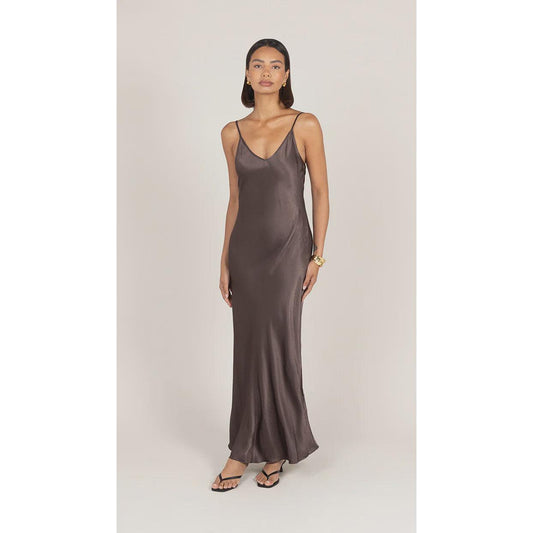 Charli Lana Satin Dress - Espresso  Charli london Pisces Boutique