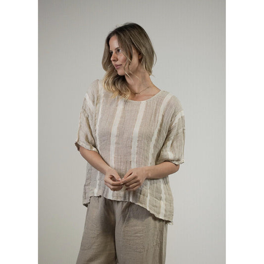 Linens Unlimited Barbara Top - Natural White Gold Strand  Linens Unlimited Pisces Boutique