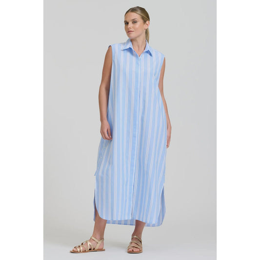 Shirty Button Sleeveless Longline Shirtdress - Pale Blue  Shirty Pisces Boutique