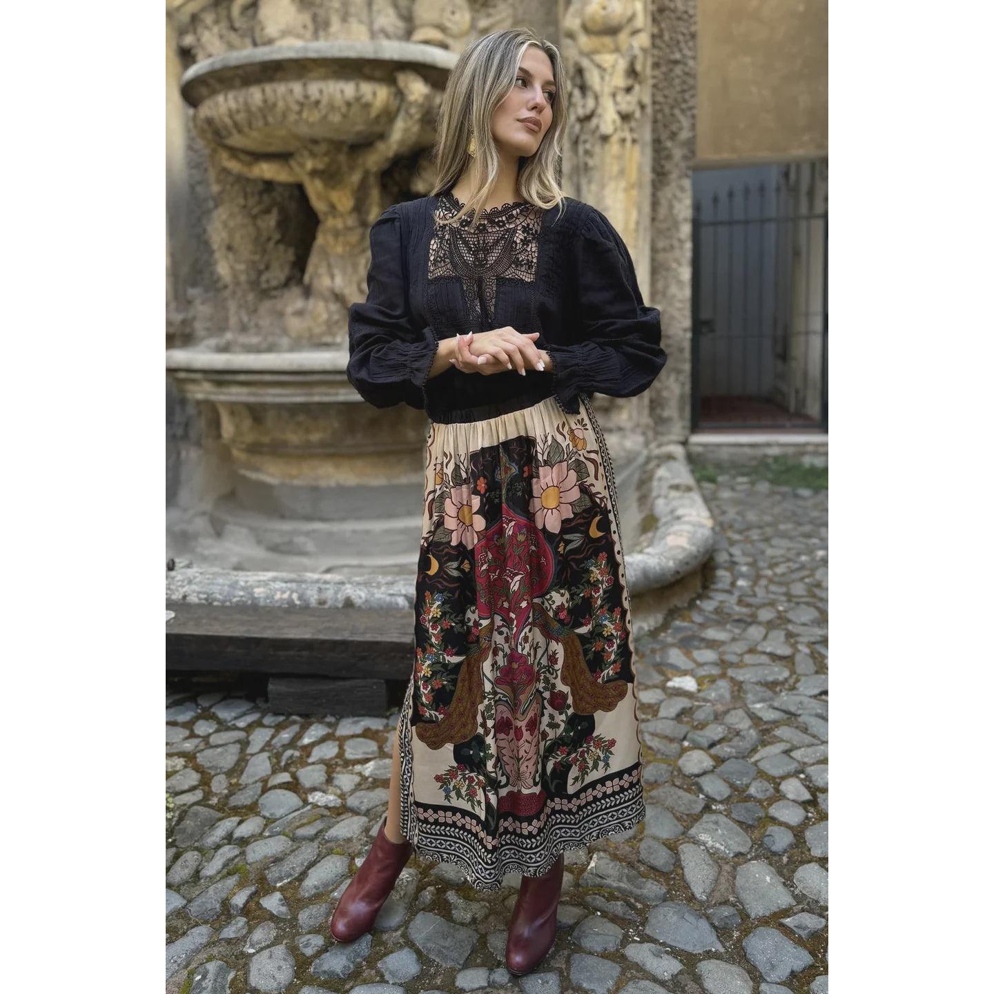 Louizon Sixtine Print Skirt - Paon  Louizon Pisces Boutique