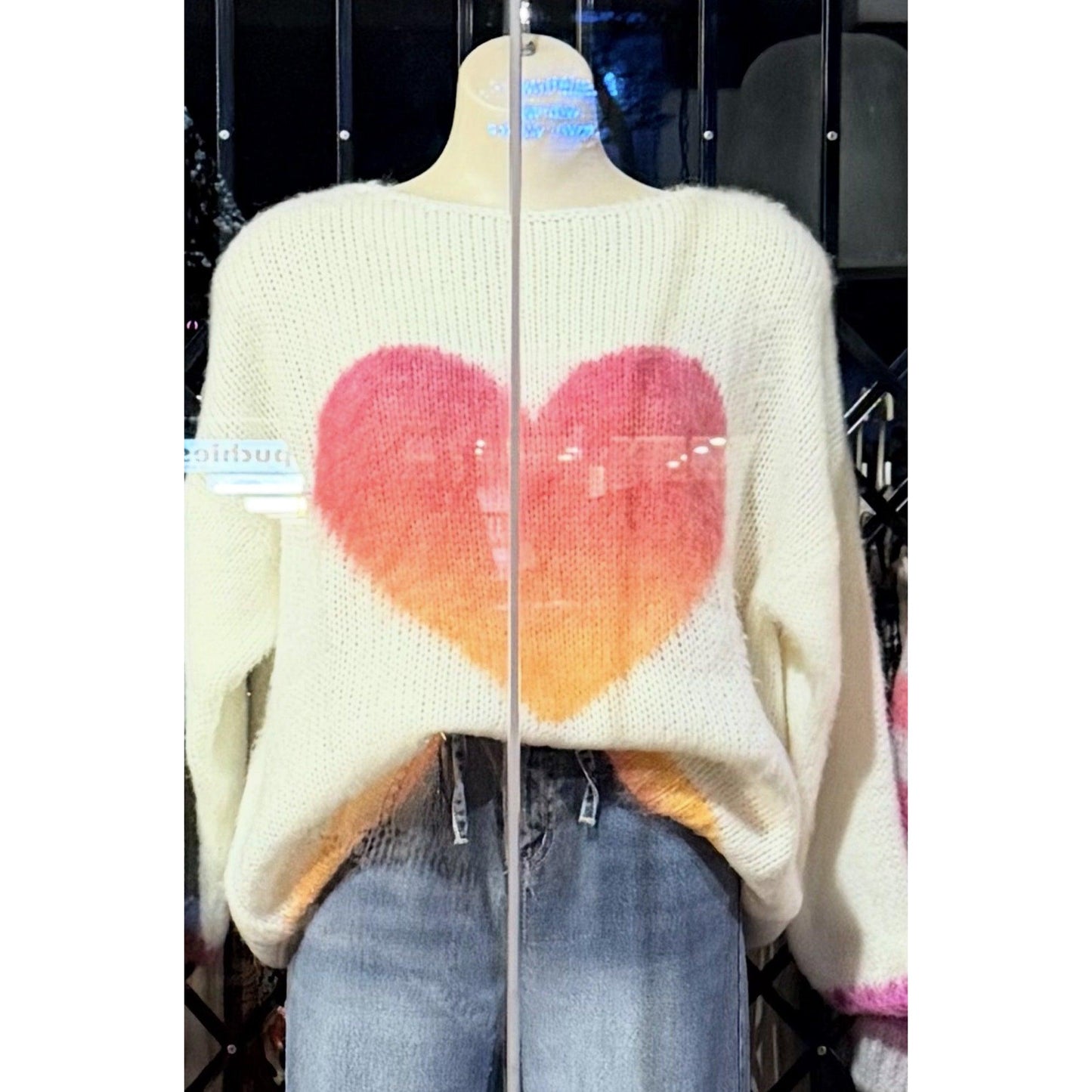 Miss GoodLife Pullover Multi Colour Hearts - White