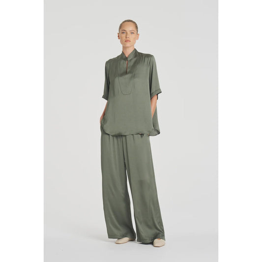 Mela Purdie Maxi  Pace Pant Mirror Satin - Sage  Mela Purdie Pisces Boutique