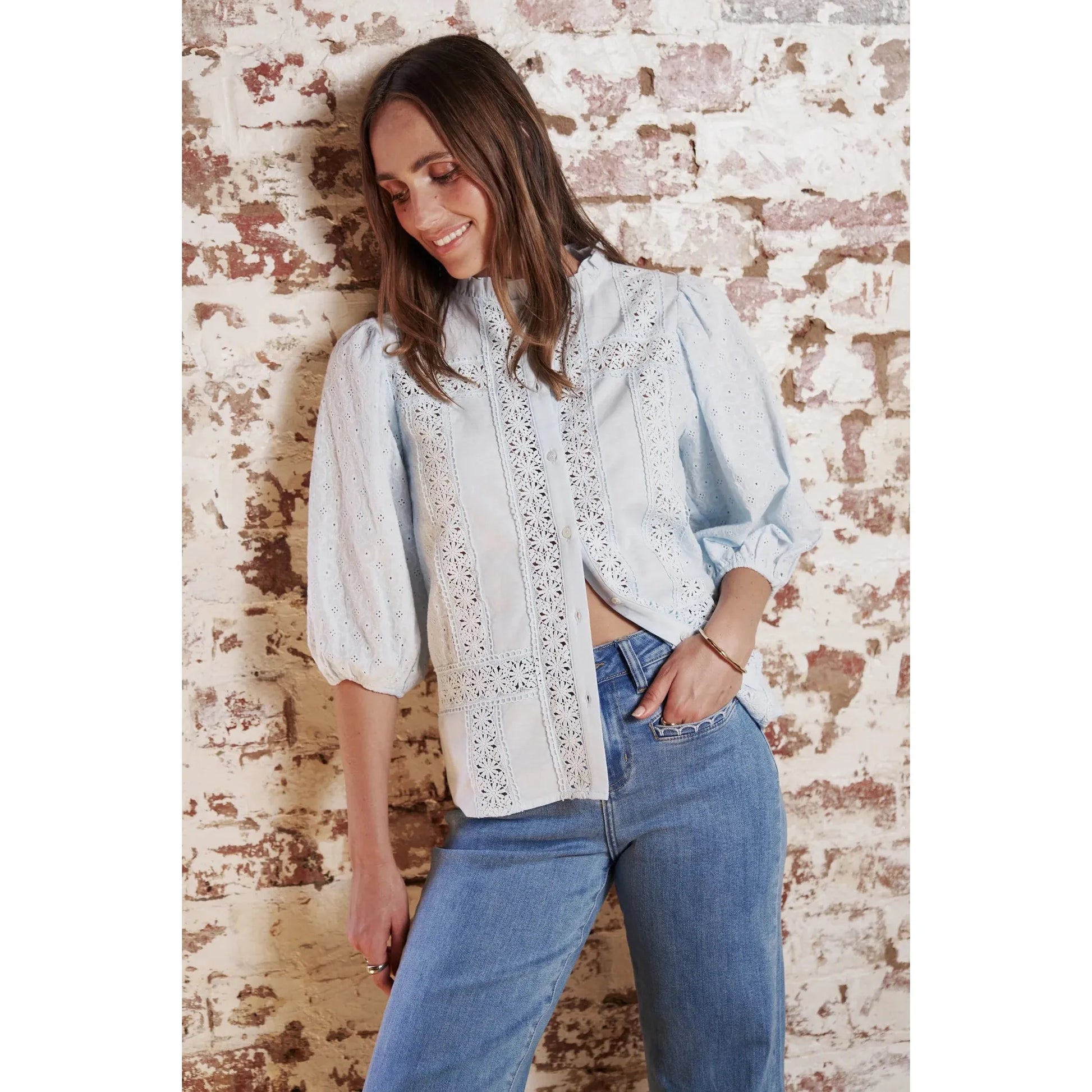 Kireina Isabella Shirt - Powder Blue  Kireina Pisces Boutique