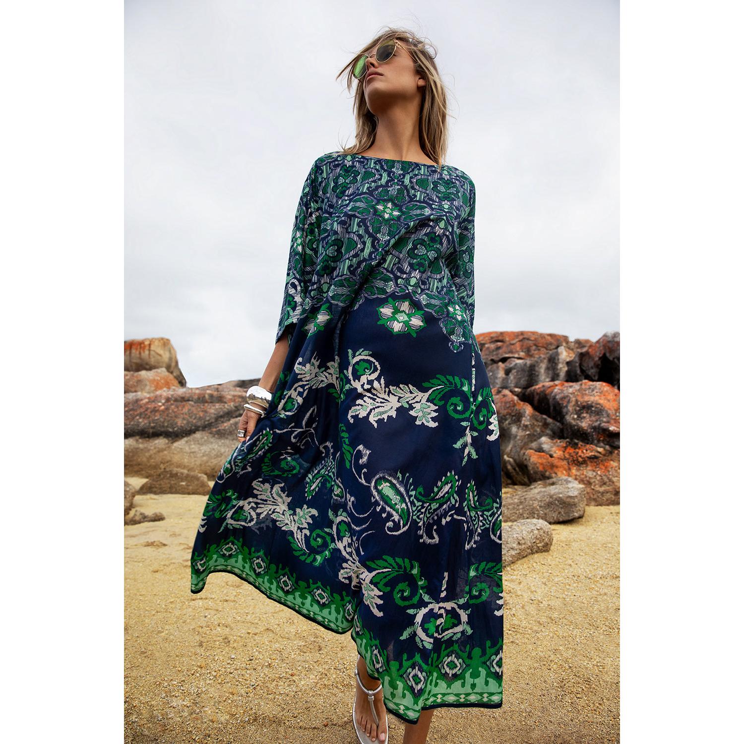 One Season Jackie Print-Isola-Sushi Voile-Navy/Green  One Season Pisces Boutique