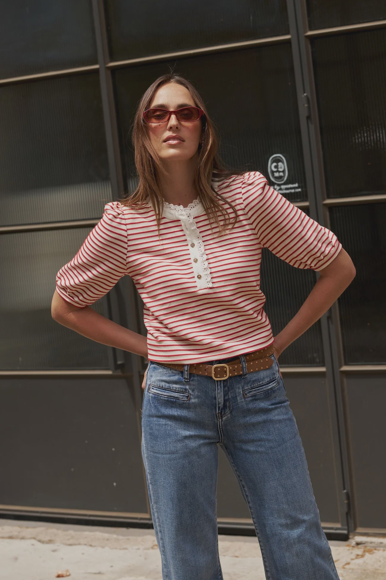 Kireina Jacqualine Top - Red / White PRE ORDER FOR END SEPTEMBER