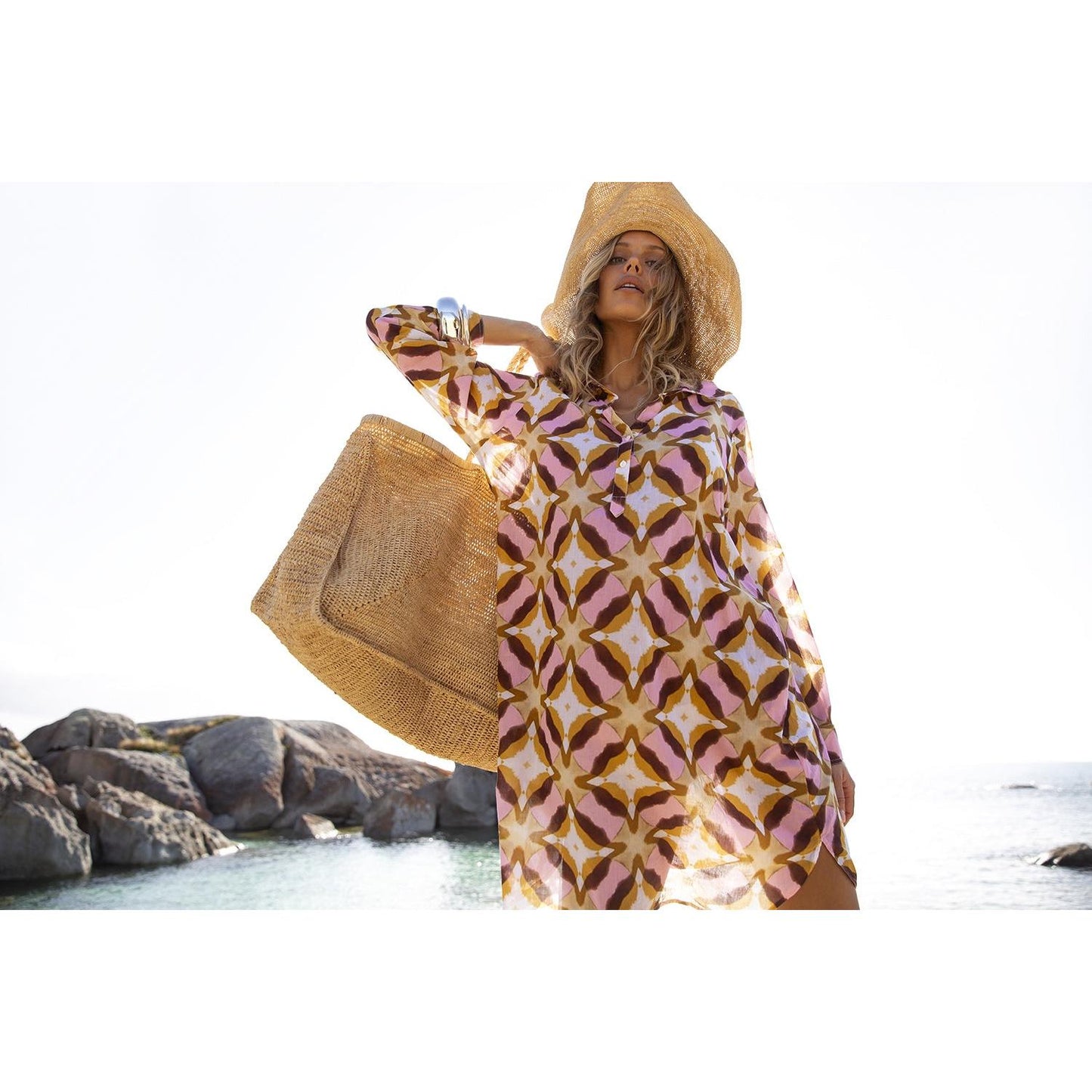 One Season Middy Gilli - Tobago - Cotton - Pink Ikat