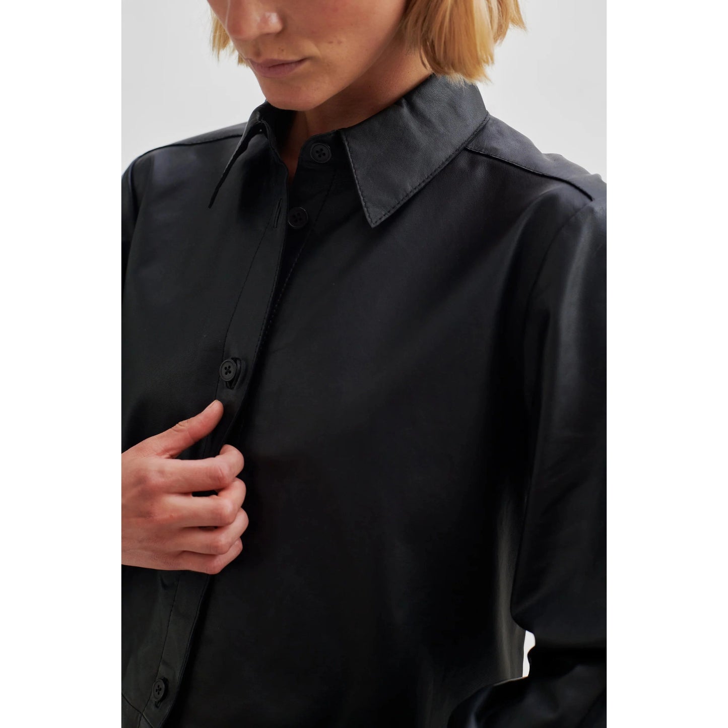 Second Female Lito Leather Shirt - Black