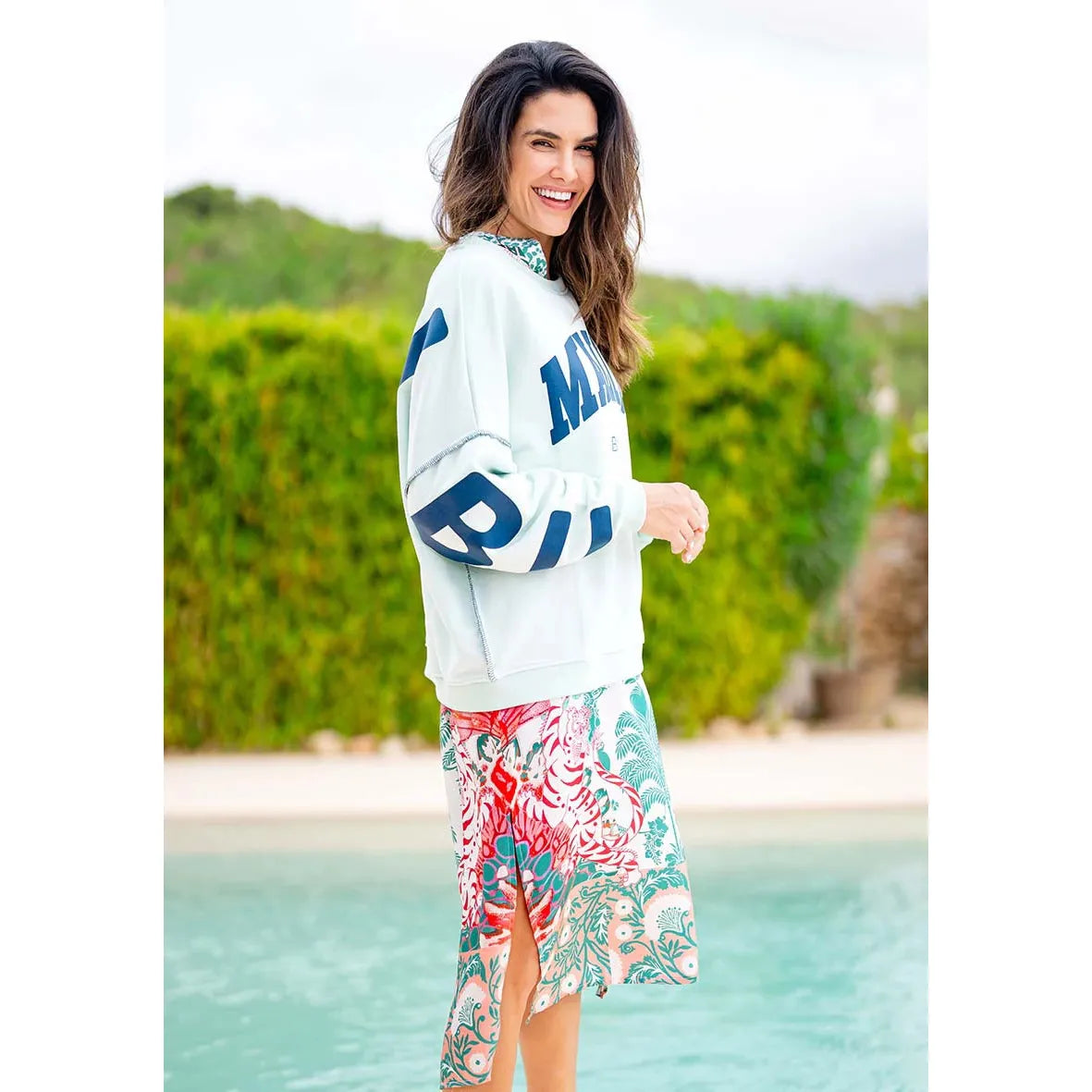 Miss GoodLife Malibu Beach Sweat - Mint / Blue