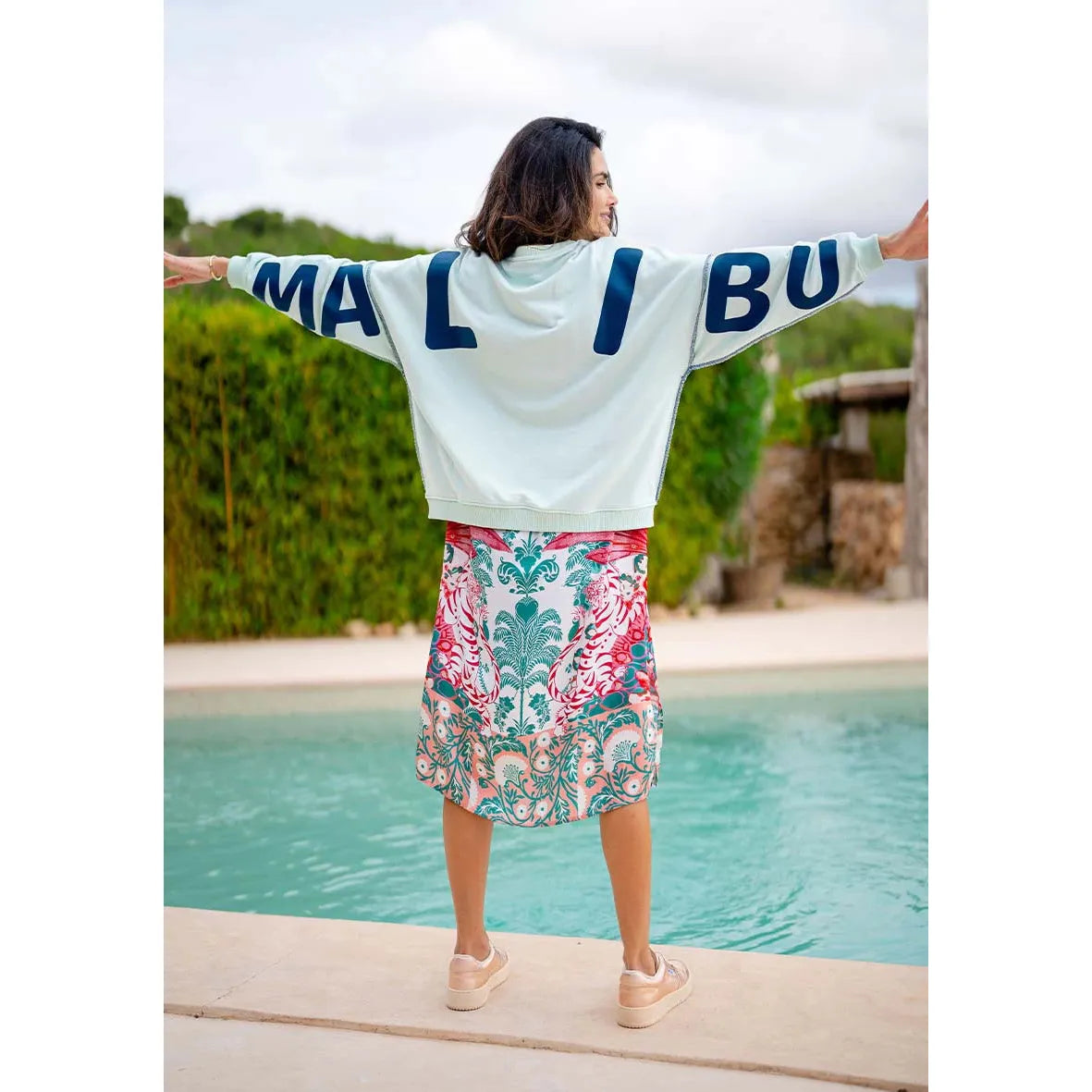 Miss GoodLife Malibu Beach Sweat - Mint / Blue