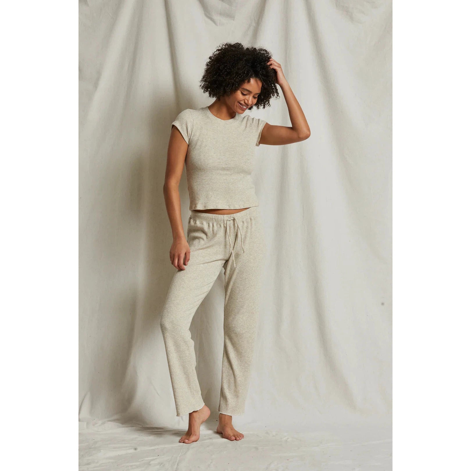Heathered Oatmeal Modal Rib Jogger Heathered Oatmeal Modal Rib Jogger