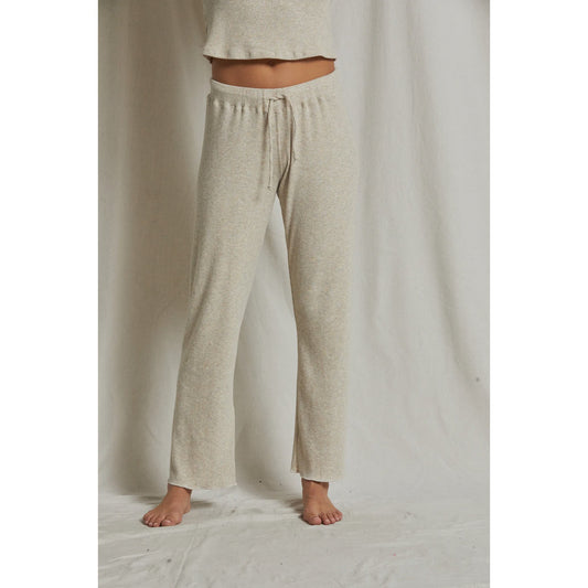 Perfect White Tee Leann Rib Jogger - Heather Oatmeal