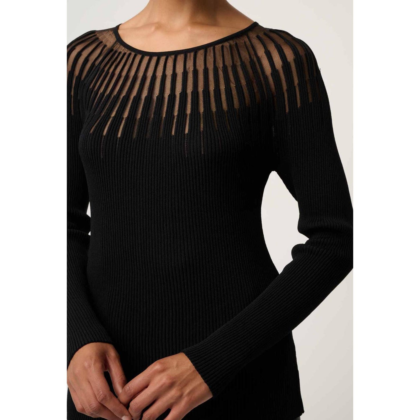 Once Was Rhiannon Viscose Nylon Sheer Knit Top - Black  Once Was Pisces Boutique