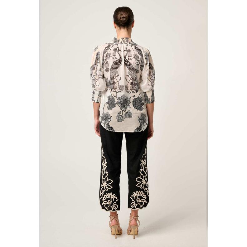 Once Was Oleander Placement Print Shirt - Imperial Stone  Once Was Pisces Boutique
