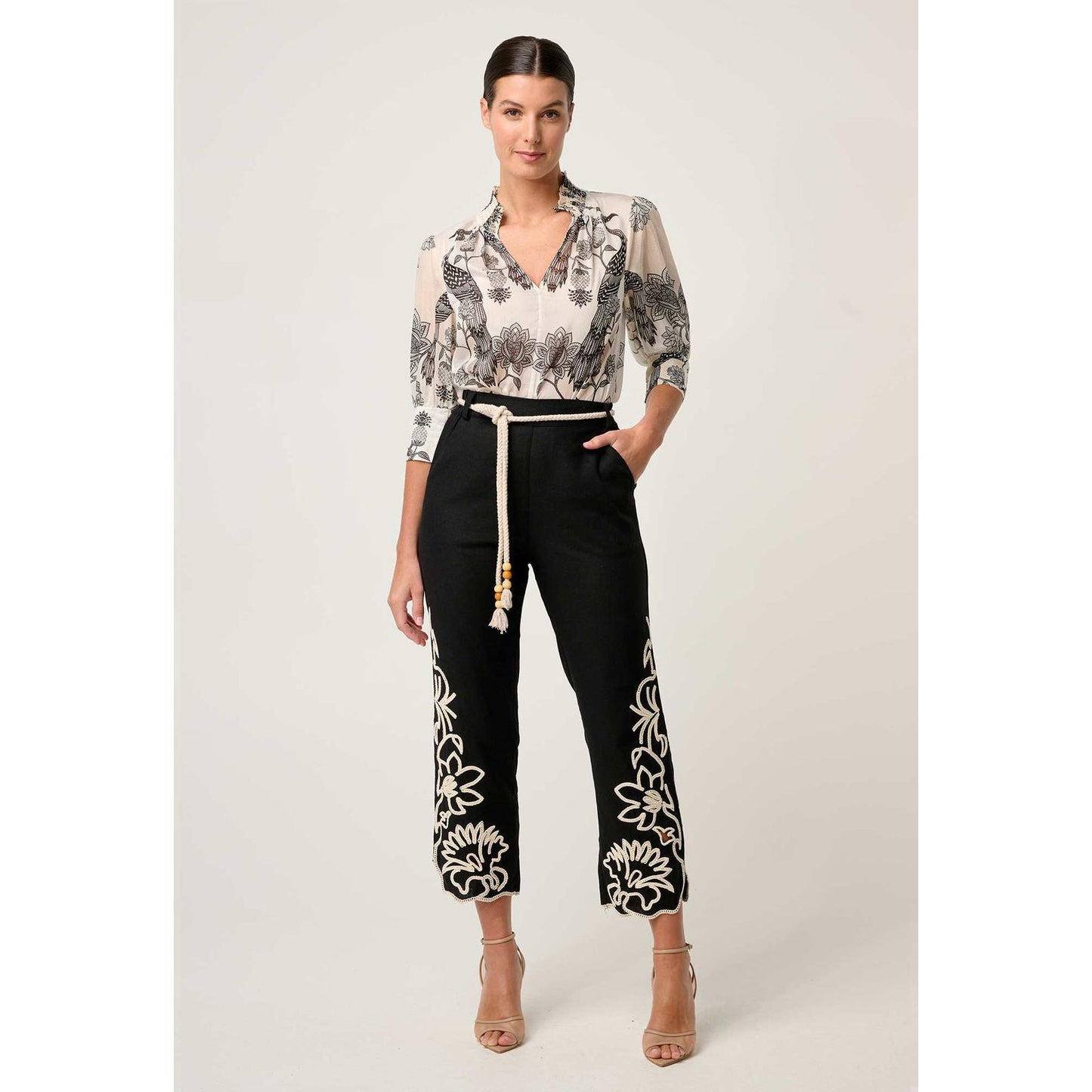 Once Was Oleander Placement Print Shirt - Imperial Stone  Once Was Pisces Boutique