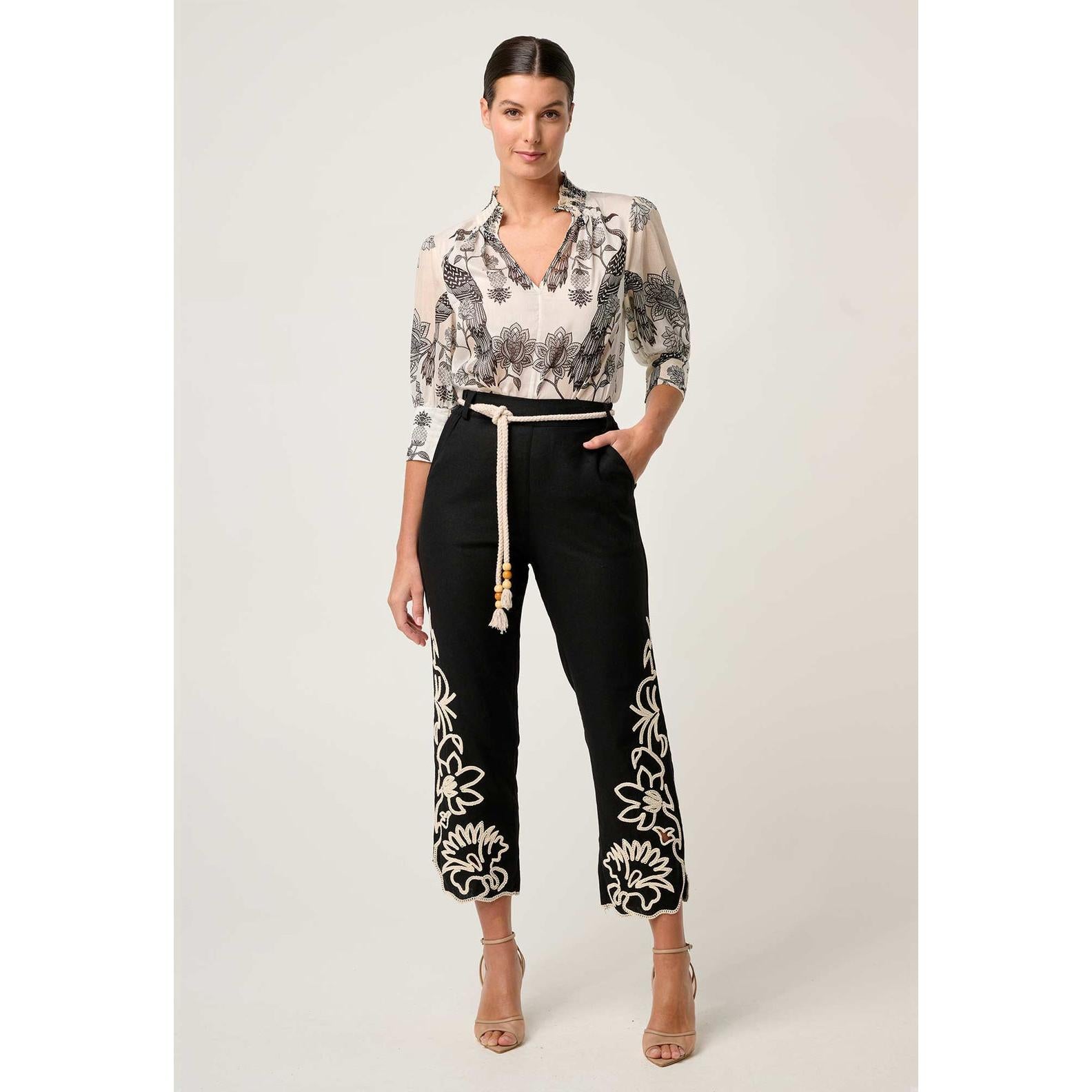 Once Was Oleander Placement Print Shirt - Imperial Stone  Once Was Pisces Boutique