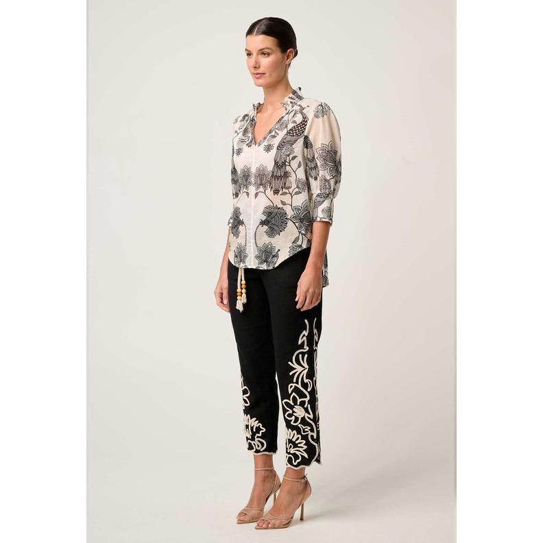 Once Was Oleander Placement Print Shirt - Imperial Stone  Once Was Pisces Boutique