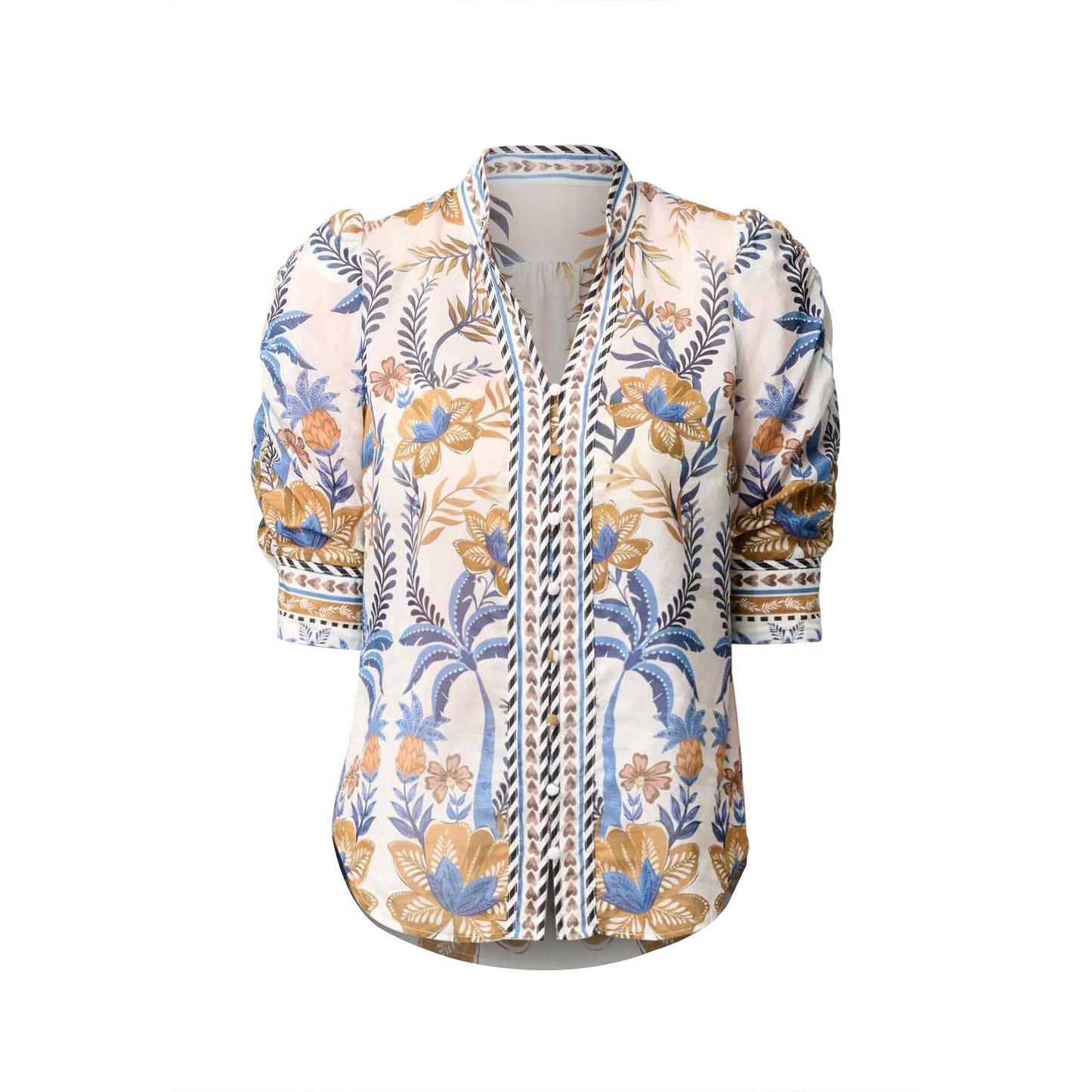 Once Was Calantha Cotton Silk Shirt in Golden Medina  Once Was Pisces Boutique