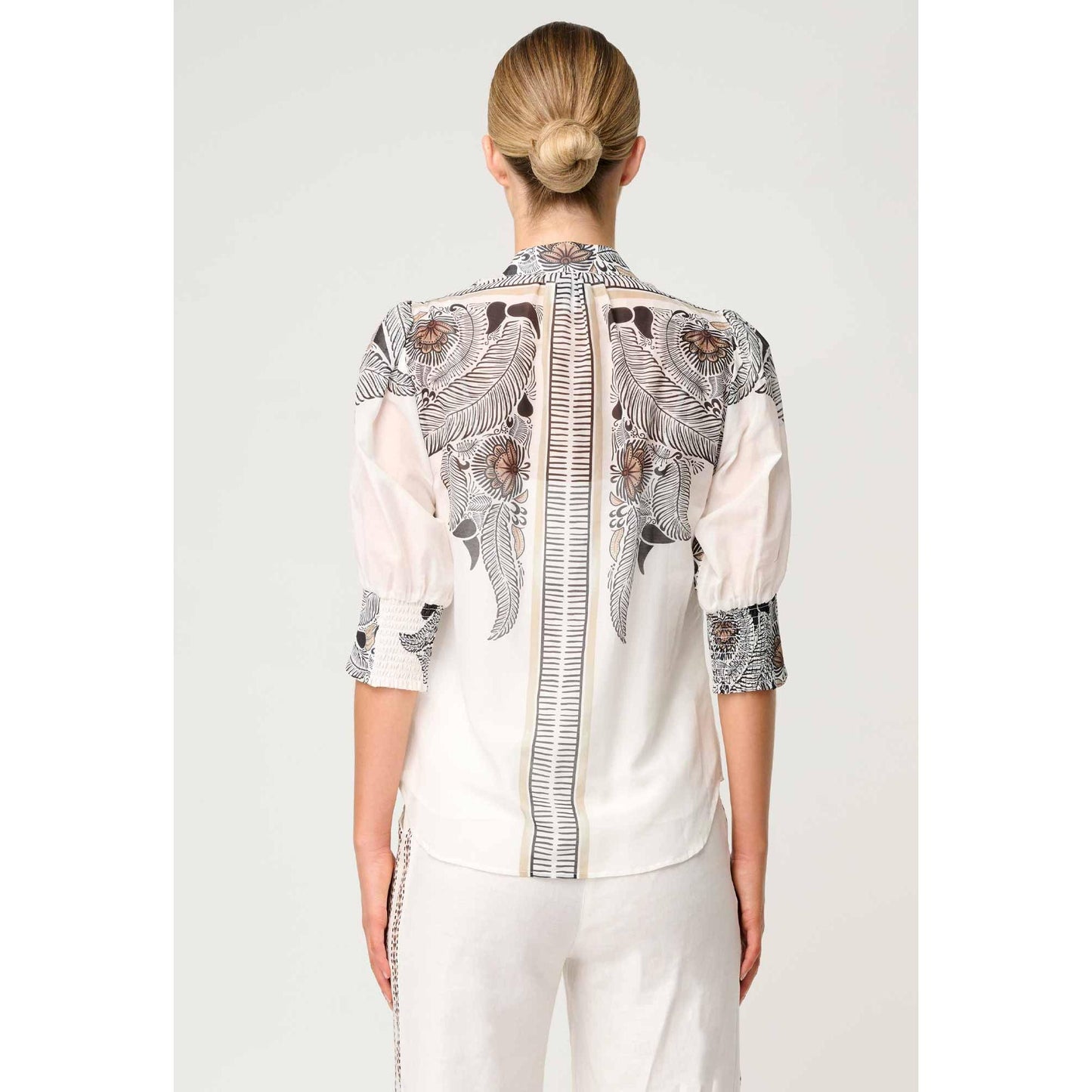 Once Was Leila Cotton Silk Shirt - Ivory Casablanca