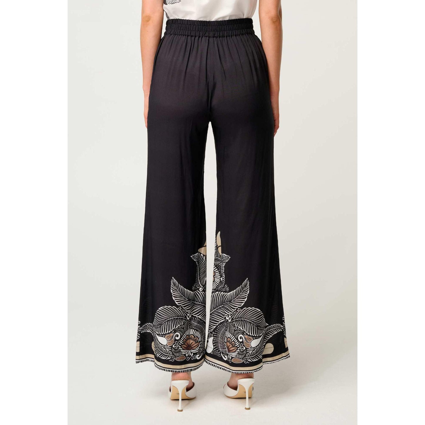 Once Was Willow Faille Contrast Panel Pant - Onyx Casablanca