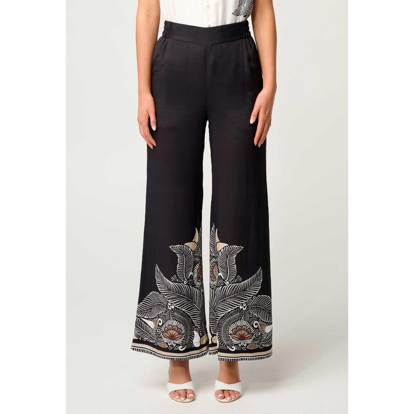 Once Was Willow Faille Contrast Panel Pant - Onyx Casablanca