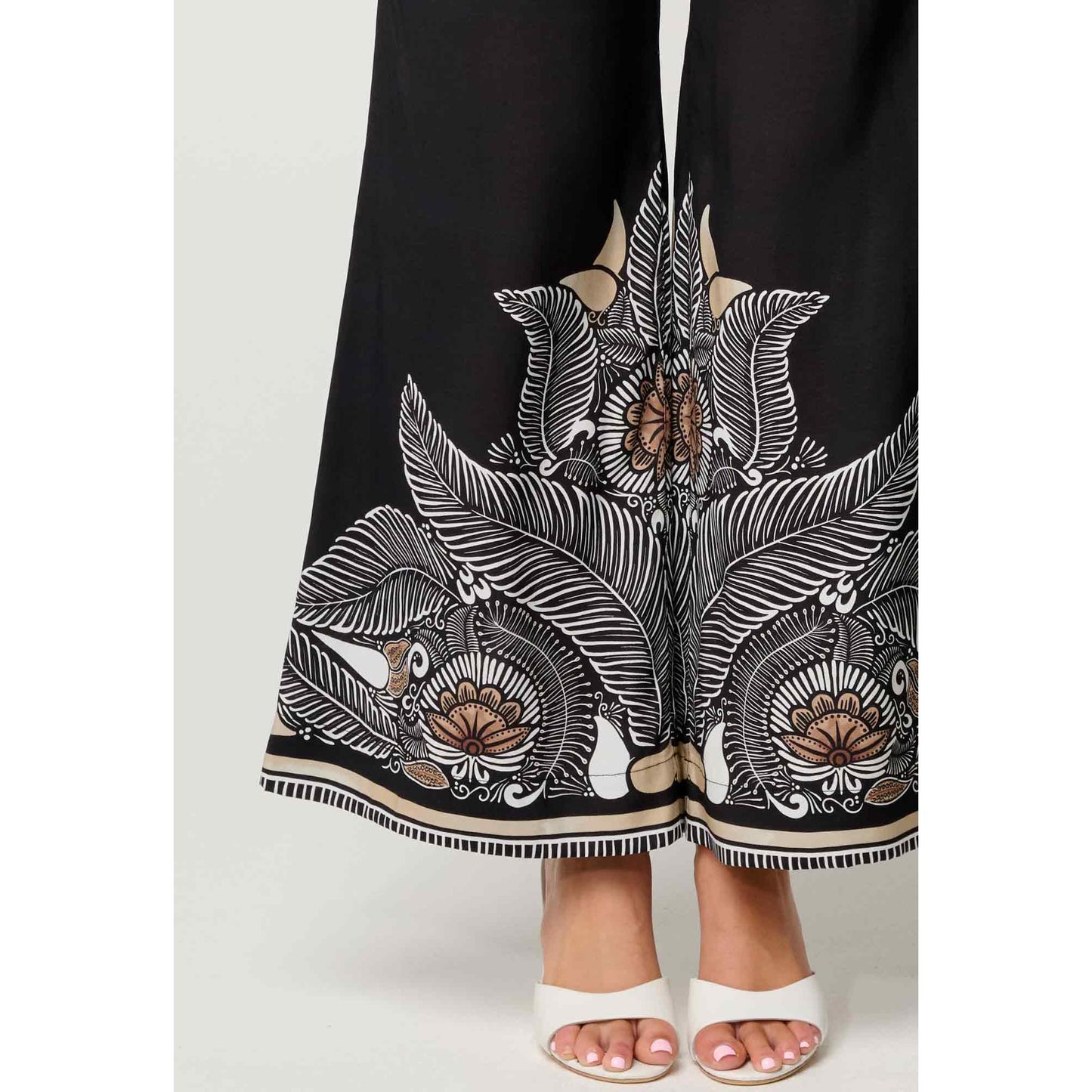 Once Was Willow Faille Contrast Panel Pant - Onyx Casablanca