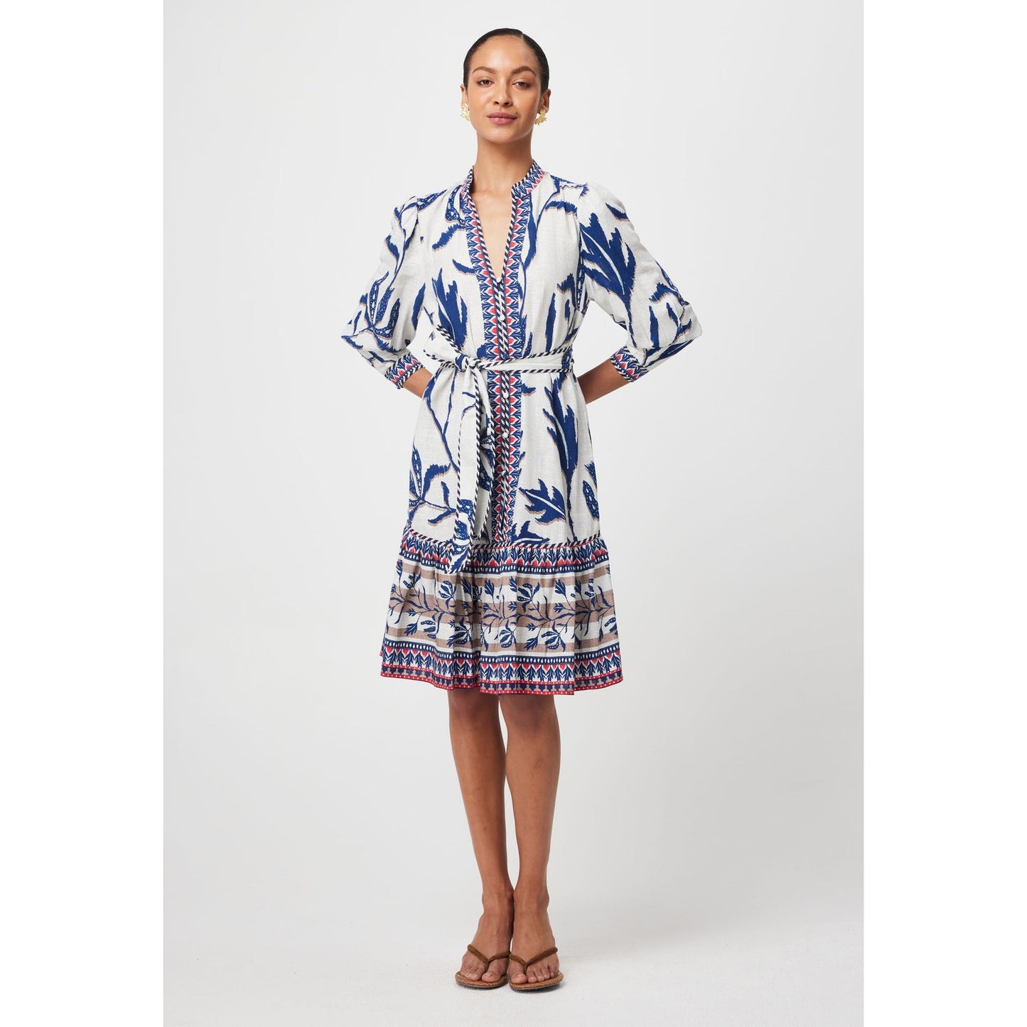 Once Was Eudora Linen Viscose Dress - Palm Shadow