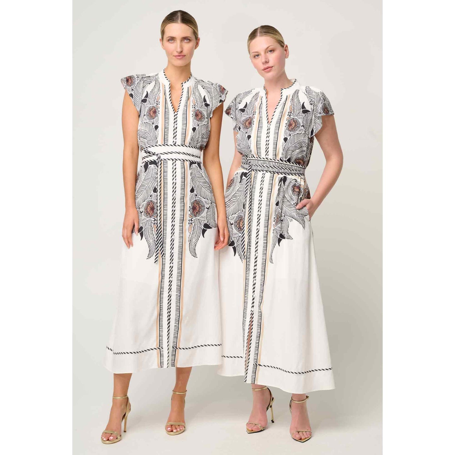 Once Was Malika Viscose Dobby Bind Flutter Dress - Ivory Casablanca