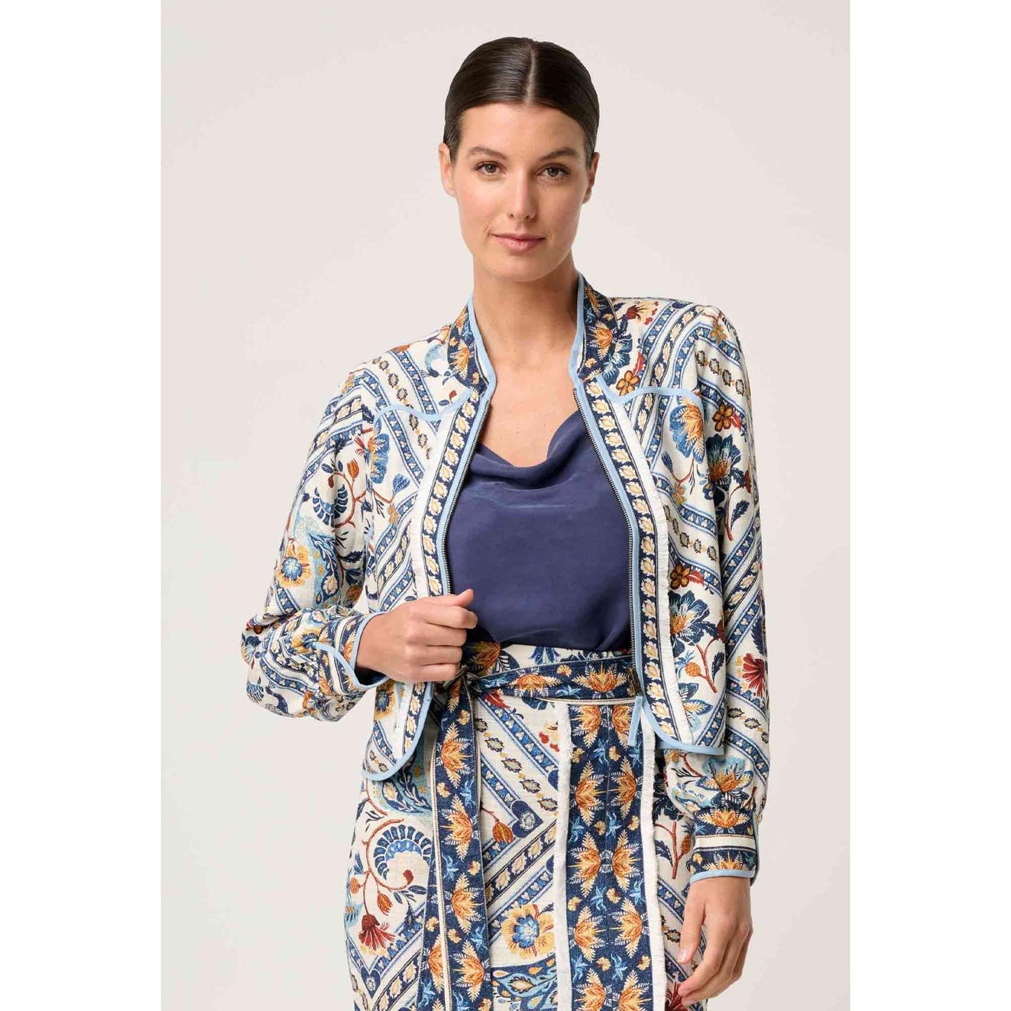 Once Was Aurora Reversible Petinos floros Jacket - Blue ash  Once Was Pisces Boutique
