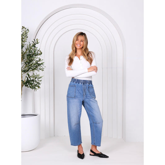 Monaco Jeans Leo Barrel - Blue Denim  Monaco Jeans Pisces Boutique