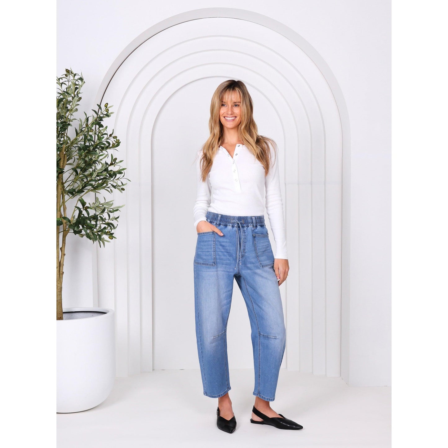 Monaco Jeans Leo Barrel - Blue Denim  Monaco Jeans Pisces Boutique