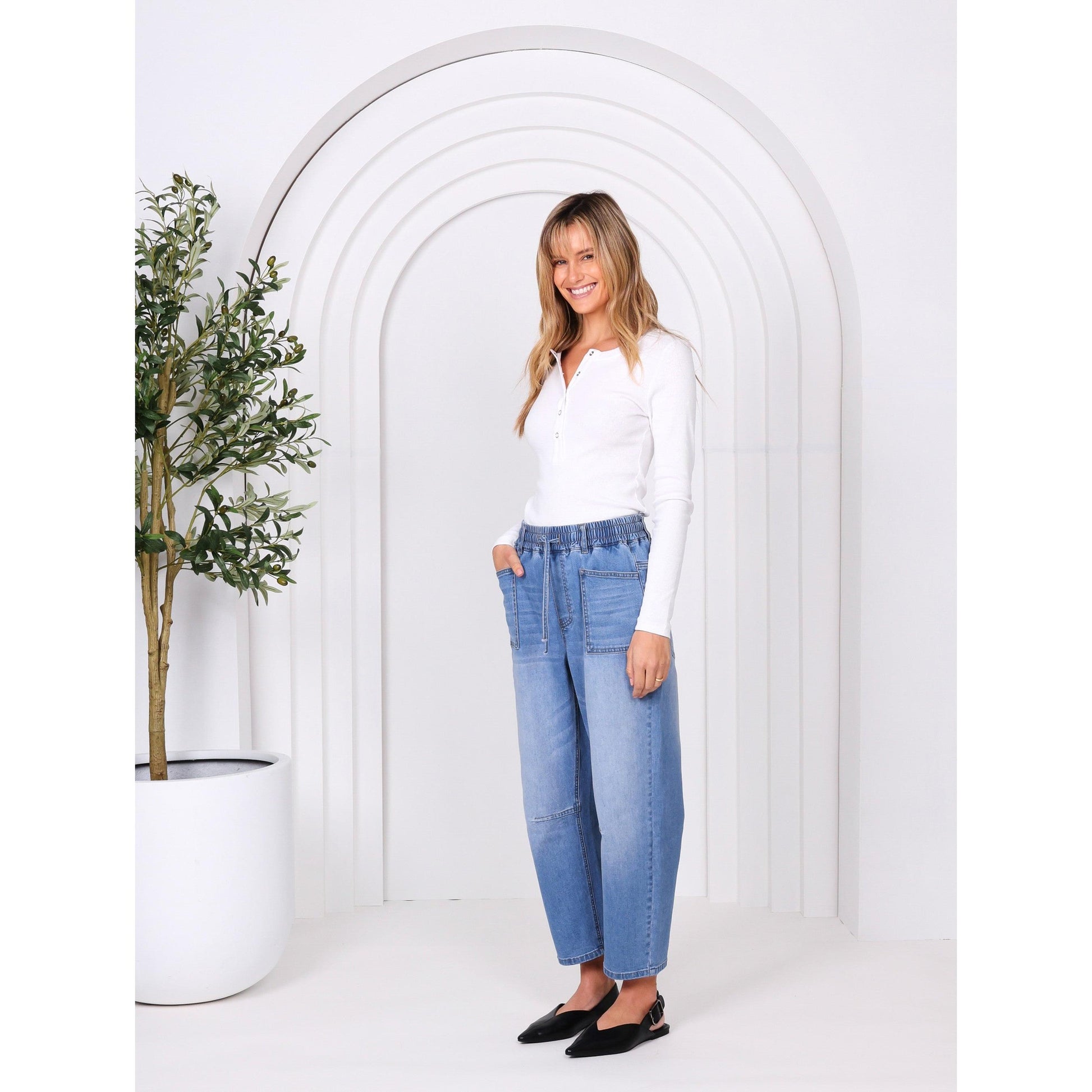 Monaco Jeans Leo Barrel - Blue Denim  Monaco Jeans Pisces Boutique