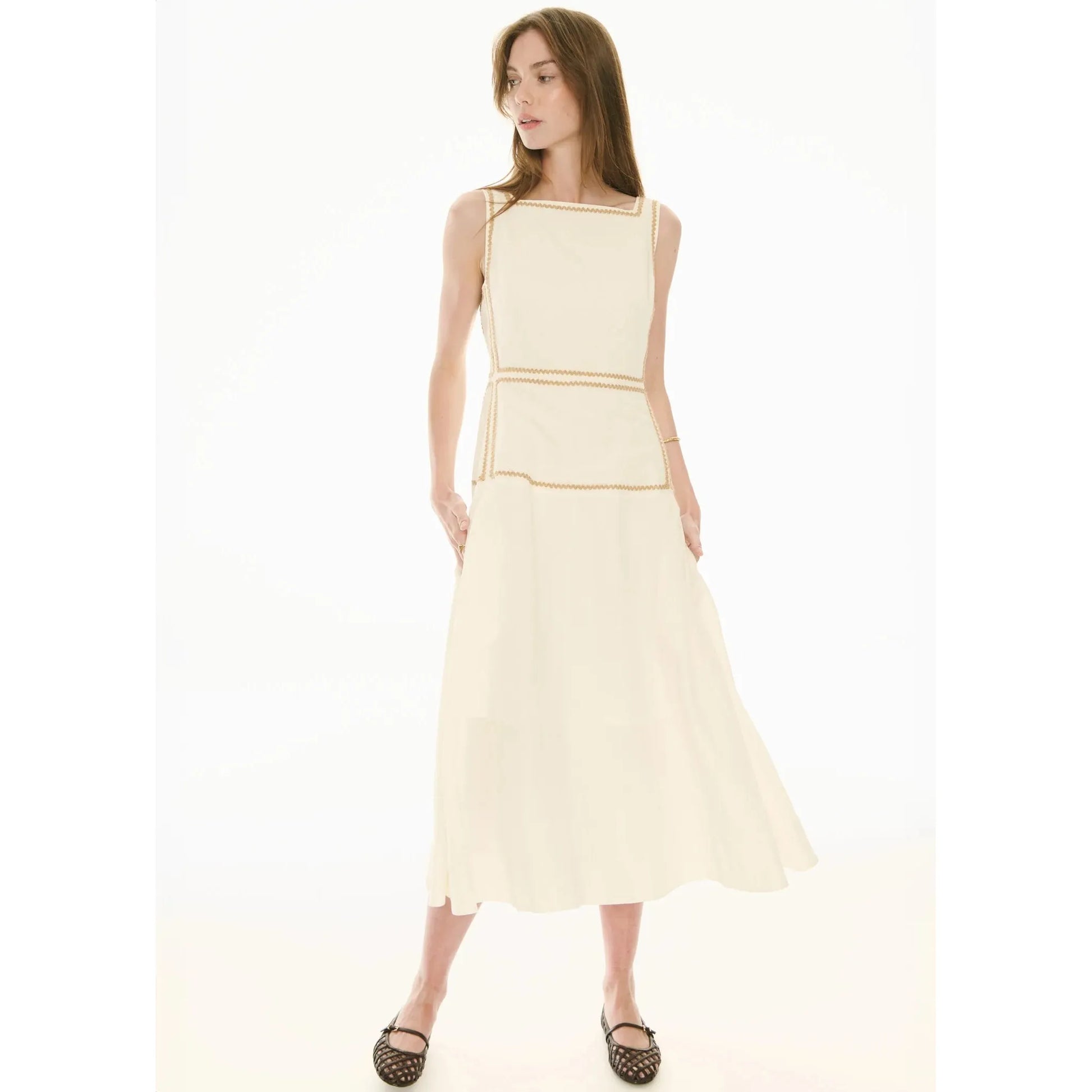 POL Marlin Raffia Trim Dress - Ivory  POL Pisces Boutique