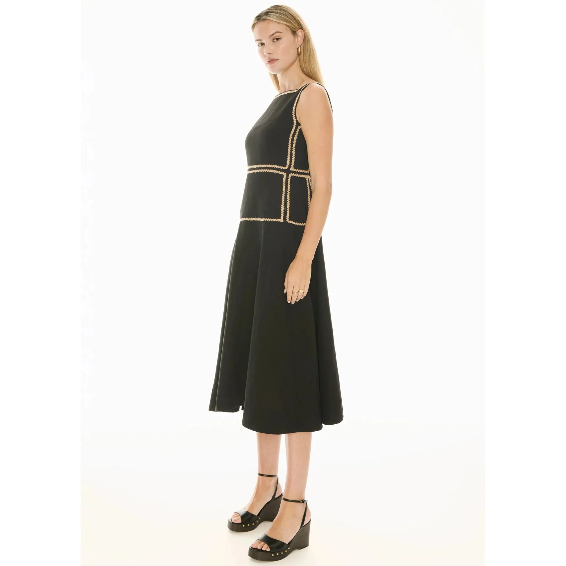POL Marlin Raffia Trim Dress - Black  POL Pisces Boutique