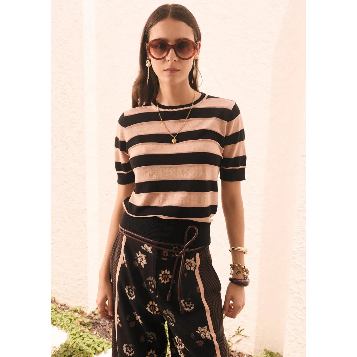 POL Darcey Stripe Tee - Black / Pink  POL Pisces Boutique