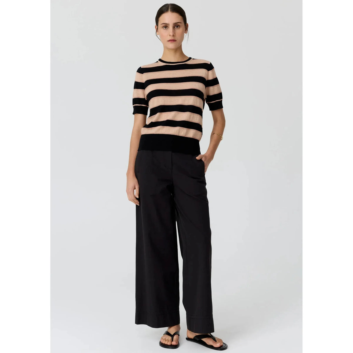 POL Darcey Stripe Tee - Black / Pink  POL Pisces Boutique