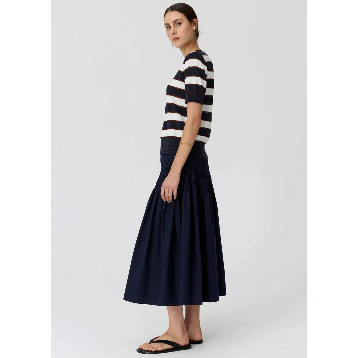POL Darcey Stripe Knit Tee - Ink / White / Choc  POL Pisces Boutique