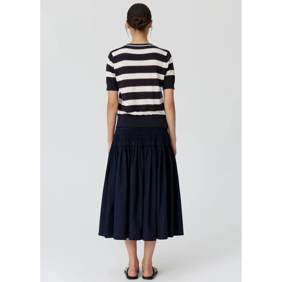 POL Darcey Stripe Knit Tee - Ink / White / Choc  POL Pisces Boutique