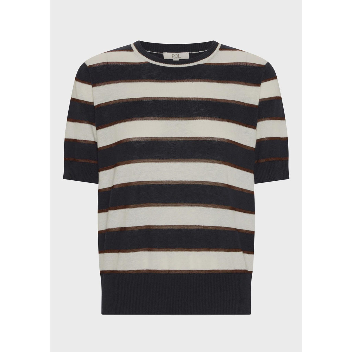 POL Darcey Stripe Knit Tee - Ink / White / Choc  POL Pisces Boutique