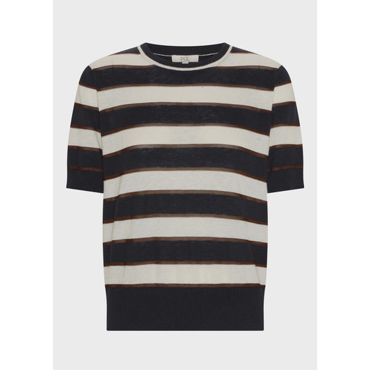 POL Darcey Stripe Knit Tee - Ink / White / Choc  POL Pisces Boutique