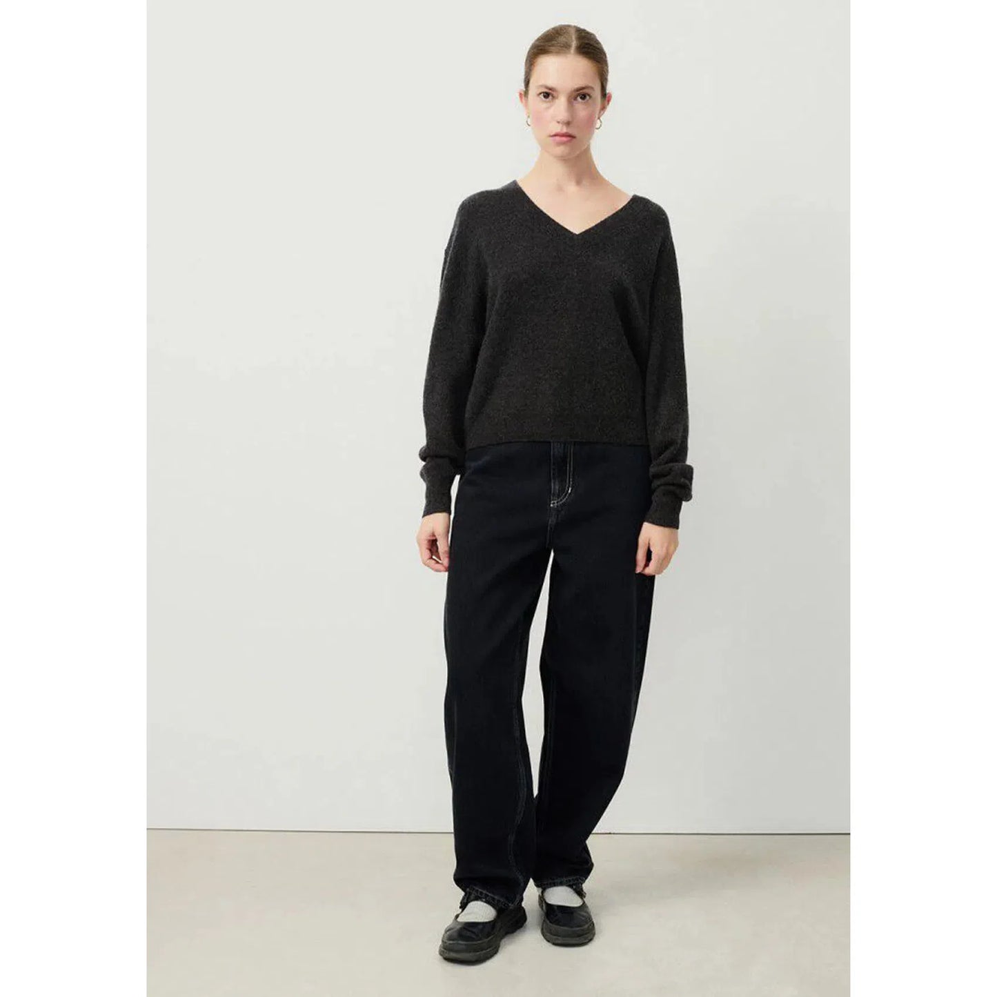 American Vintage Raxo V Neck Pullover - Coal Melange