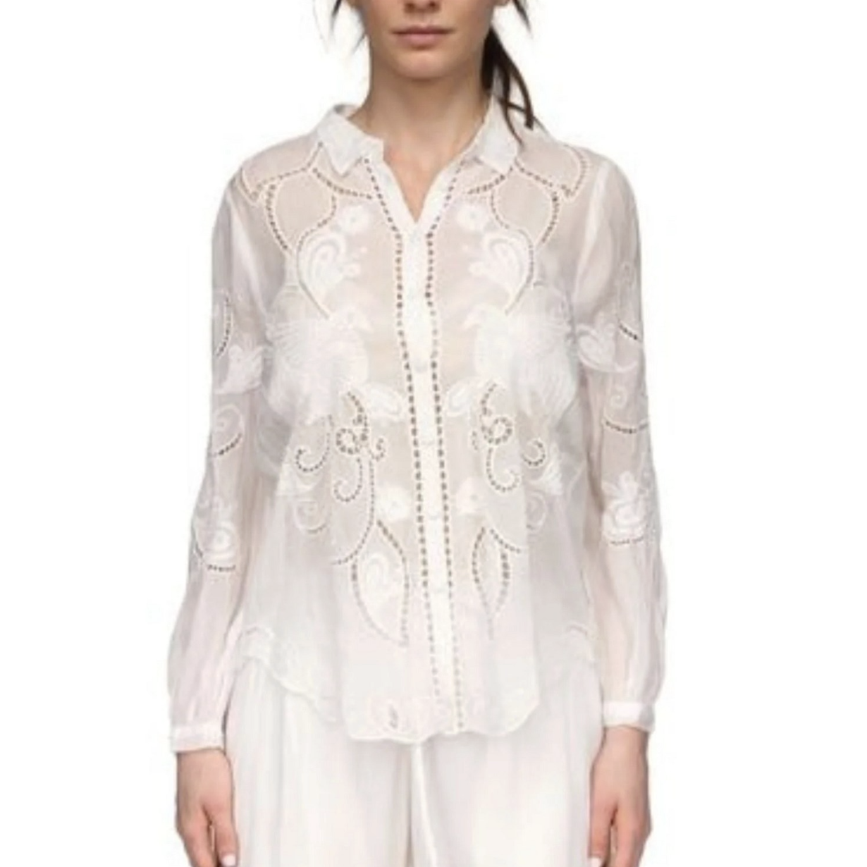 Johnny was Chryssie Camp Shirt - Roseann  Johnny Was Pisces Boutique